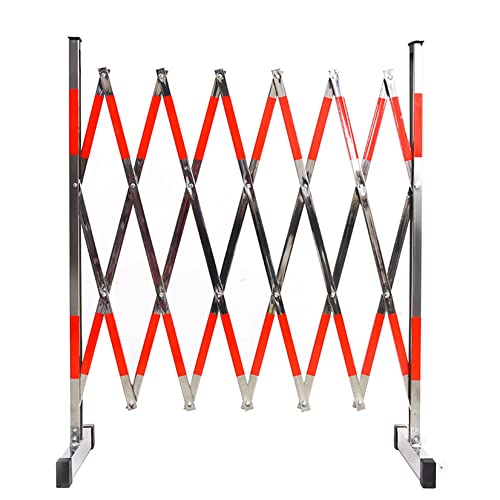 Erweiterbare Mobile Metallbarrikade, einziehbarer Verkehrszaun aus Edelstahl, Sicherheitsbarriere-Schutztor für Straßenmarkierung, Flexible Massenkontrolle (Farbe: Rot – Silber, Größe: 1,2 x 4 m) von SIBEG