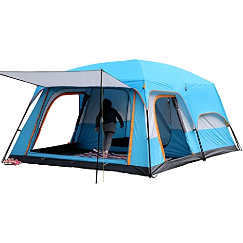 Outdoor-Zelt, Campingzelt für 6 Personen, Familienzelte für Camping, wasserdicht, Zelt mit Wohnzimmer und separaten Räumen, 4-Jahreszeiten-Zelte, großer Familienunterschlupf (Farbe: Grün) (Blau) von SIBEG