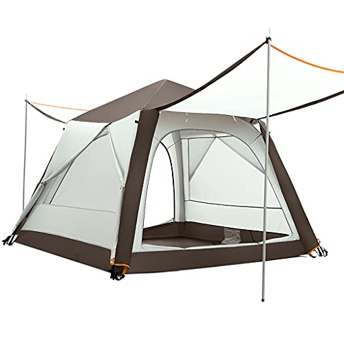 Pop-Up-Zelt, Campingzelt für 5–6 Personen, 6-Personen-Familien-Campingzelt mit 360°-Panoramablick, Festival-Essential, automatisches, sofort tragbares Zelt für Garten, Rasen, im Freien (Farbe: Braun) von SIBEG