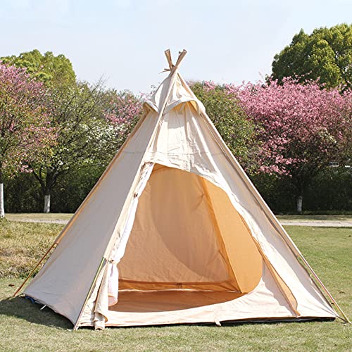 Pyramidenzelt, Indianer-Tipi-Zelte mit Sonnenschutz, 3–4 Personen, Familienzelt, wasserdicht, Outdoor-Camping, Baumwollzelt, Jurtenzelt für Bergsteigen, Wandern, Camping von SIBEG