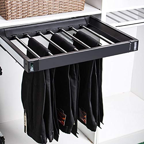 SIBEG Ausziehbarer Hosenständer, ausziehbarer Hosenhalter mit Dämpfungsschiene, Krawattenhalter für den Kleiderschrank, Schwarz 45–120 cm (Größe: (45–60) x 48 cm) von SIBEG