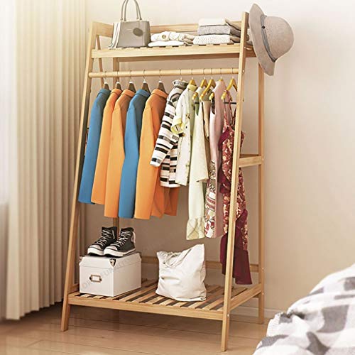 SIBEG Boden-Kleiderständer aus Bambus, freistehender Kleiderständer, Wäschetrockenregal für die Aufbewahrung von Jacken, Hosen und Mänteln im Schlafzimmer zu Hause (Größe: 70 x 40 x 140 cm) von SIBEG