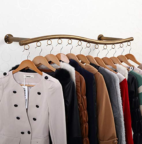 SIBEG Kleiderständer im Vintage-Stil, wandmontierter Kleiderständer für den Einzelhandel, kommerzielle Kleiderstange mit Ring, Schrankorganisation (Farbe: Braun, Größe: 100 x 28 cm) von SIBEG