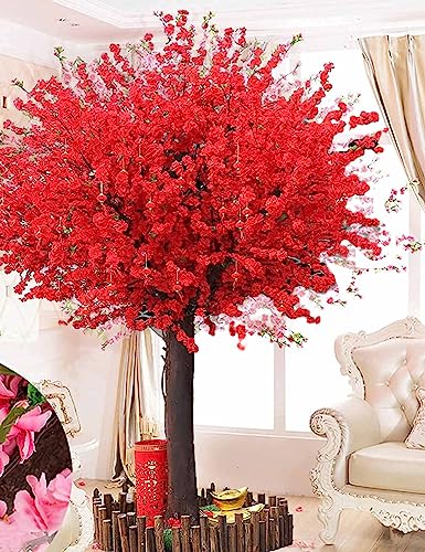 SIBEG Künstlicher Kirschblütenbaum, Sakura-Baumdekoration, Wunschbaum für Hochzeitsveranstaltungen, Innen- und Außenpartys, rot, 3 m von SIBEG