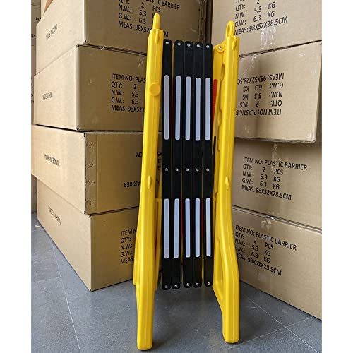 SIBEG Tragbare Barrieren mit Reflektoren, erweiterbare Fußgängerbarrikade, Kunststoff-Verkehrszaun, Sicherheitsbarrierentor, wassergefüllte Barrieren (Farbe: Gelb, Größe: 1 Packung) von SIBEG