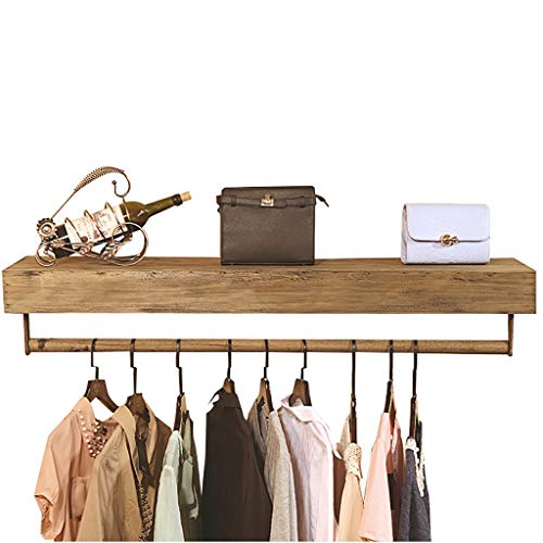 SIBEG Wand-Kleiderständer aus Holz, industrielles Kleiderregal mit Kleiderstange aus Holz, kommerzieller Kleiderständer (Größe: 60 x 31 x 20 cm) von SIBEG