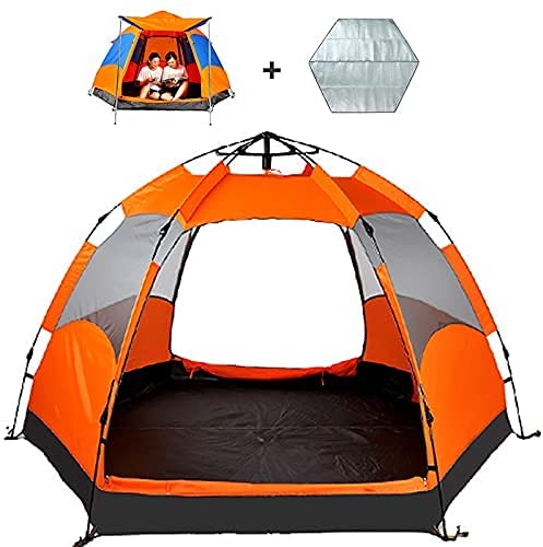 Zelt im Freien, für Campingausflüge, Pop-up-Campingzelt mit Polster, Hallenstange und regensicherem Konto, doppeltes sechseckiges automatisches Strandzelt für 5–8 Personen, Sonnenschutz für von SIBEG