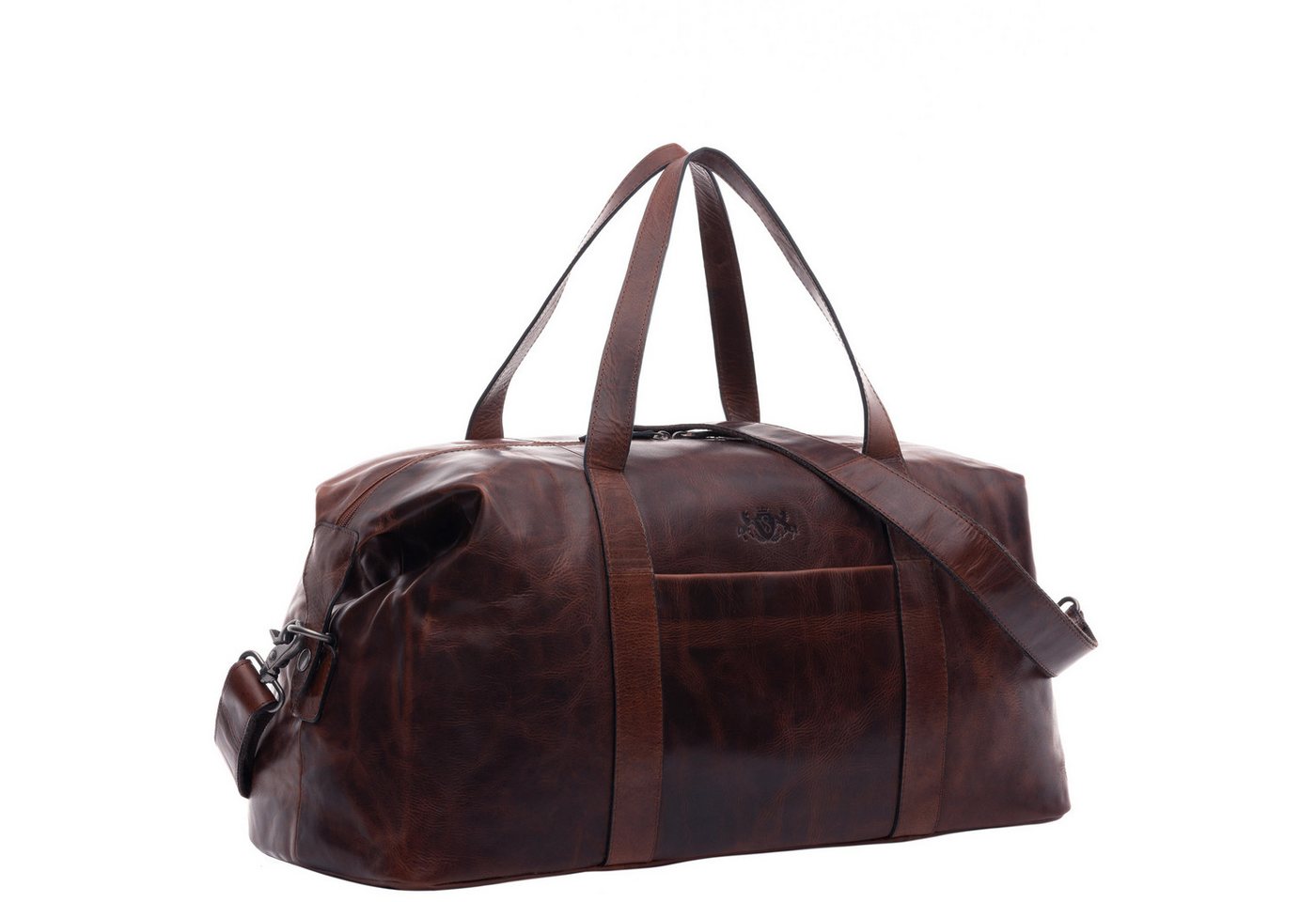 SID & VAIN Reisetasche Leder Weekender Unisex AUBURN, Echtleder Reisegepäck für Damen & Herren, Sporttasche XL braun-cognac von SID & VAIN