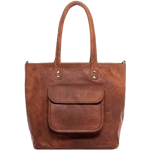 SID & VAIN Shopper Bag Amber aus Vintage Leder I Schultertasche groß für Damen I Handtasche braun handgefertigt von SID & VAIN