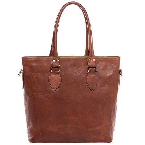 SID & VAIN Shopper Bag Skylar aus Vintage Leder I Schultertasche groß für Damen I Handtasche braun handgefertigt von SID & VAIN