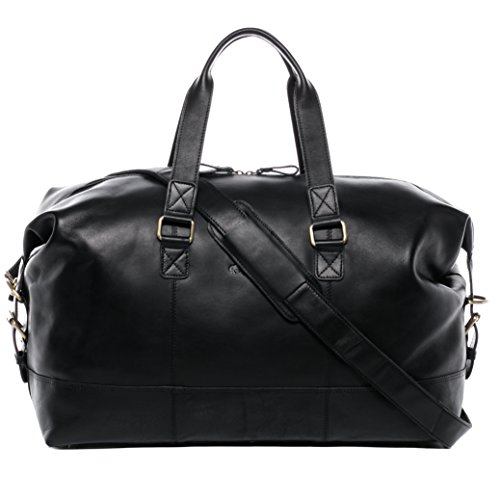 SID & VAIN Weekender Yale aus Premium Leder I Sporttasche groß für Herren und Damen I Reisetasche Kabinengröße schwarz handgefertigt von SID & VAIN