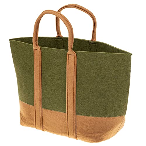 SIDCO Filztasche Shopper grün Tragetasche groß Einkaufstasche Filz Handtasche braun von SIDCO
