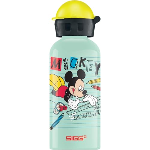 SIGG - Alu Trinkflasche Kinder - Mickey School - Auslaufsicher - Federleicht - BPA-frei - Klimaneutral Zertifiziert - Hellgrün- 0,4L von SIGG