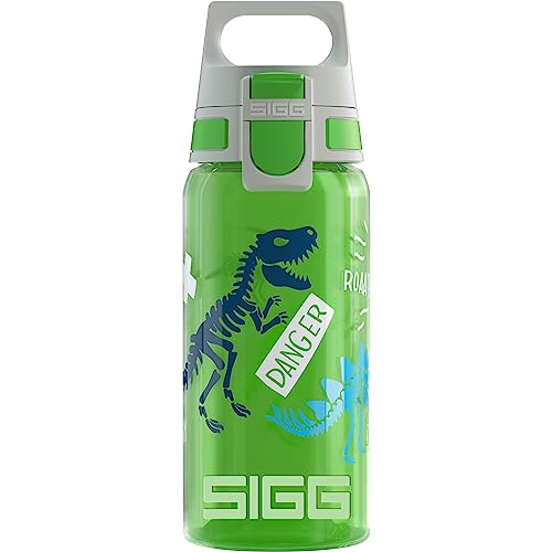 SIGG - Trinkflasche Kinder - Viva One Jurassica - Für Kohlensäurehaltige Getränke Geeignet - Auslaufsicher - Spülmaschinenfest - BPA-frei - Sport - Grün - 0,5L von SIGG
