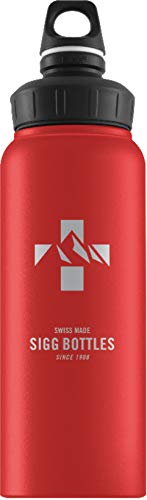 SIGG - Alu Sport Trinkflasche - WMB Mountain Red - Klimaneutral Zertifiziert - Für Kohlensäurehaltige Getränke Geeignet - Auslaufsicher - Federleicht - BPA-frei - Rot Mit Schweizer Kreuz - 1L von SIGG