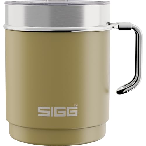 SIGG - Camp Thermobecher - Travel Mug Caramel Sand - Mit Tritan-Deckel - Spülmaschinenfest - Mit Henkel - BPA-frei - Isolierbecher doppelwandig - Weiss - 0,36L von SIGG