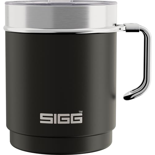 SIGG - Camp Thermobecher - Travel Mug Night Black - Mit Tritan-Deckel - Spülmaschinenfest - Mit Henkel - BPA-frei - Isolierbecher doppelwandig - Weiss - 0,36L von SIGG