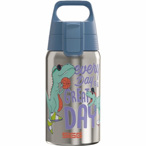 SIGG - Edelstahl Trinkflasche Kinder - Shield One Great Day - Für Kohlensäurehaltige Getränke Geeignet - Auslaufsicher - Federleicht - BPA-frei - Grau - 0,5L von SIGG