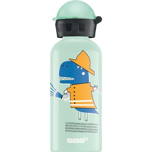 SIGG Fire Dino Kinder Trinkflasche (0.4 L), schadstofffreie Kinderflasche mit auslaufsicherem Deckel, federleichte Trinkflasche aus Aluminium [Amazon Exklusive] von SIGG