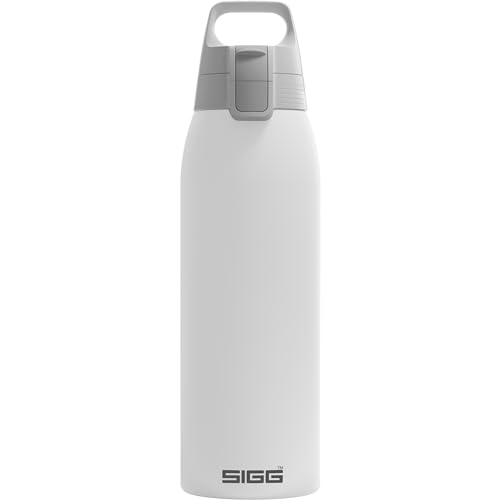 SIGG - Isolierte Trinkflasche - Shield Therm One White - Für kohlensäurehaltige Getränke geeignet - Auslaufsicher - Spülmaschinenfest - BPA-frei - 90% recycelter Edelstahl - Weiss - 1L von SIGG