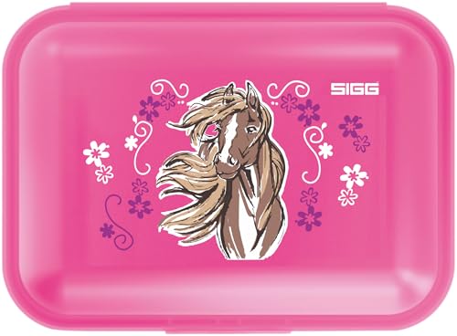 SIGG - Kinder Brotdose 1L - Viva Lunchbox Horse & Flower - Federleicht - Spülmaschinenfest Mikrowellengeeignet - BPA-frei - Ideal Für Die Schule - Pink - 1L von SIGG