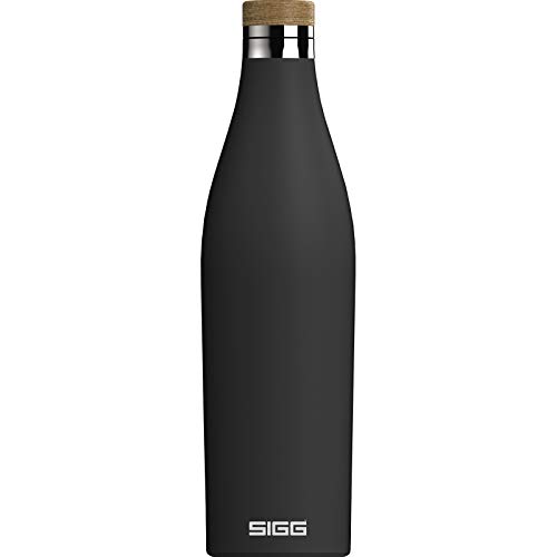 SIGG Meridian Black Trinkflasche (0.7 L), schadstofffreie und auslaufsichere Trinkflasche aus Edelstahl, Isolierflasche für kalte und heiße Getränke von SIGG
