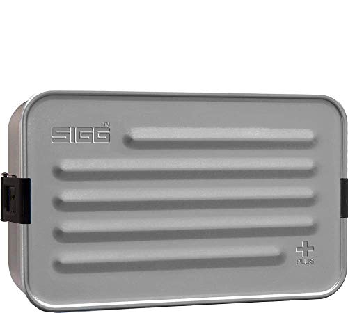SIGG Metal Box Plus L Alu Lunchbox 1.2 L, moderne Brotdose mit praktischem Einsatz, federleichte Brotbox aus Aluminium mit Trennwand von SIGG
