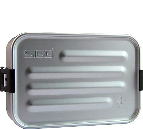 SIGG Metal Box Plus S Alu Lunchbox 0.8 L, moderne Brotdose mit praktischem Einsatz, federleichte Brotbox aus Aluminium mit Trennwand von SIGG