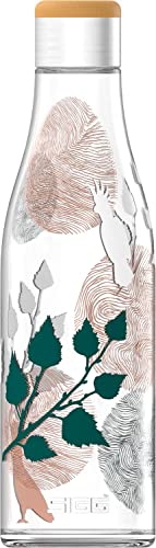 SIGG Metis Sumatra Birds Trinkflasche (0.6 L), plastikfreie und auslaufsichere Trinkflasche, hitzebeständige und BPA-freie Trinkflasche aus Glas, Kooperation mit One Tree Planted von SIGG