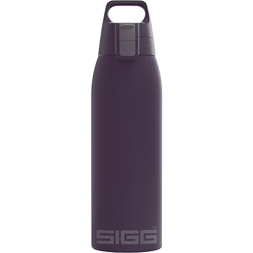 SIGG - Isolierte Trinkflasche - Shield Therm One Nocturne - Für kohlensäurehaltige Getränke geeignet - Auslaufsicher - Spülmaschinenfest - BPA-frei - 90% recycelter Edelstahl - Dunkel Violett - 1L von SIGG