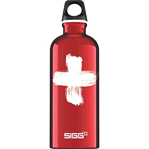 SIGG - Alu Trinkflasche - Traveller Swiss Red - Klimaneutral Zertifiziert - Für Kohlensäurehaltige Getränke Geeignet - Auslaufsicher - Federleicht - BPA-frei - Rot - 0,6L von SIGG