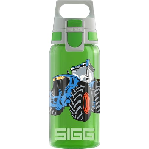 SIGG - Trinkflasche Kinder - Wasserflasche Kinder - Viva One Traktor - Für Kohlensäurehaltige Getränke Geeignet - Auslaufsicher - Spülmaschinenfest - BPA-frei - Sport - Grün - 0,5L von SIGG