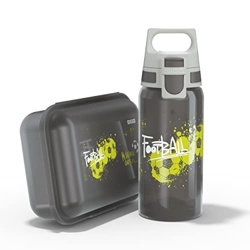 SIGG - Trinkflasche Kinder 0,5L & Brotdose 1L - Viva Lunchbox Set Football Tag - Federleicht - Spülmaschinenfest- BPA-frei - Ideal Für Die Schule - Grün von SIGG