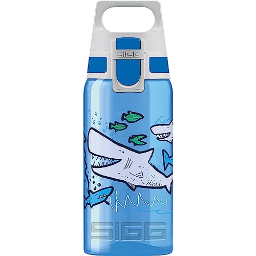 SIGG - Trinkflasche Kinder - Viva One Sharkies - Für Kohlensäurehaltige Getränke Geeignet - Auslaufsicher - Spülmaschinenfest - BPA-frei - Sport - Blau - 0,5L von SIGG
