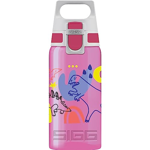 SIGG - Trinkflasche Kinder - Viva One Dino Run - Für Kohlensäurehaltige Getränke Geeignet - Auslaufsicher - Spülmaschinenfest - BPA-frei - Sport - Rosa - 0,5L von SIGG