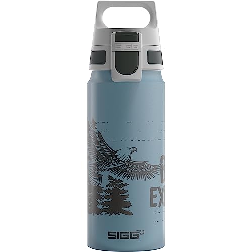 SIGG - Alu Trinkflasche Kinder - WMB ONE Brave Eagle - Für Kohlensäurehaltige Getränke Geeignet - Auslaufsicher - Federleicht - BPA-frei - Klimaneutral Zertifiziert - Hellblau - 0,6L von SIGG
