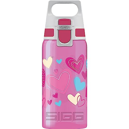 SIGG - Trinkflasche Kinder - Viva One Hearts - Für Kohlensäurehaltige Getränke Geeignet - Auslaufsicher - Spülmaschinenfest - BPA-frei - Sport - Rosa - 0,5L von SIGG