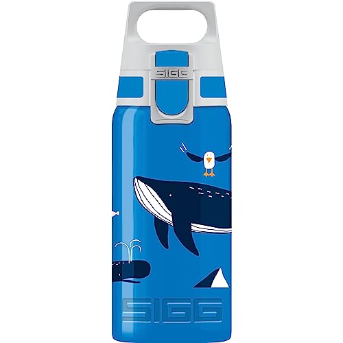 SIGG - Trinkflasche Kinder - Viva One Blue Whale - Für Kohlensäurehaltige Getränke Geeignet - Auslaufsicher - Spülmaschinenfest - BPA-frei - Sport - Blau - 0,5L von SIGG
