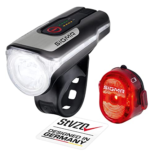 SIGMA Sport - LED Fahrradlicht Set Aura 80 und NUGGET II | StVZO zugelassenes, akkubetriebenes Vorderlicht und Rücklicht von SIGMA SPORT
