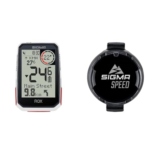 SIGMA Sport ROX 4.0 White| Fahrradcomputer kabellos GPS & Navigation inkl. GPS Halterung | Outdoor GPS Navigation mit Höhenmessung Farbe: Weiß & Duo magentless Speed Sensor von SIGMA SPORT