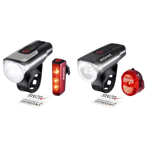 SIGMA SPORT - LED Fahrradlicht Set Aura 80 und Blaze & - LED Fahrradlicht Set Aura 60 und Nugget II | StVZO zugelassenes, akkubetriebenes Vorderlicht und Rücklicht von SIGMA