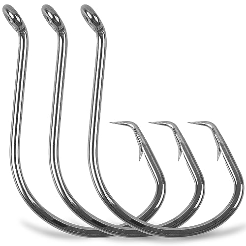 Circle Hooks Angelhaken Tackle – 120 Stück 2 x starke Salzwasser Angelhaken Octopus Circle Hooks Customized Offset Sport Circle Hook for Catfish Bass Size 6/0 von SILANON