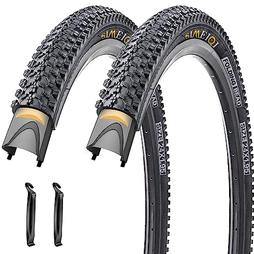 24/26/27,5 x 1,95 Zoll Faltradreifen mit 3 mm Anti-Durchstoßschutz für MTB Mountainbikes (24 x 1,95/2 Reifen) von SIMEIQI
