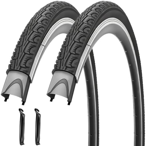 SIMEIQI 700 x 35C Fahrradreifen, faltbar, Ersatzreifen mit oder ohne 48 mm Schrader- oder Presta-Ventil, Fahrradschläuche und Reifenheber für Rennrad (2 Reifen) von SIMEIQI