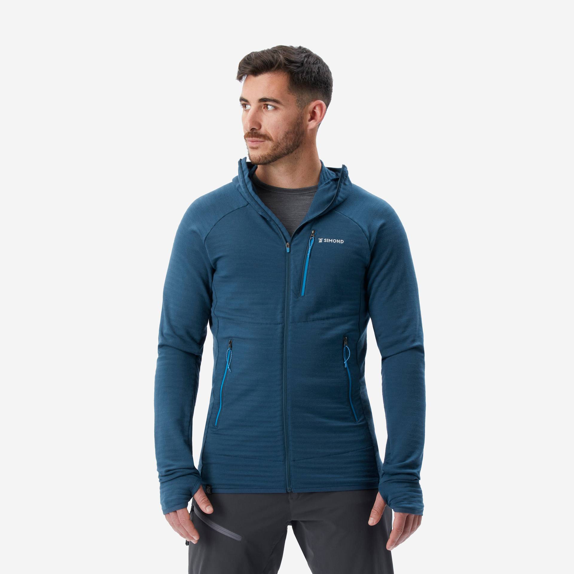 Gebraucht - Klettersweatshirt mit Kapuze aus Merinowolle Alpinism Herren blau - GUT von SIMOND