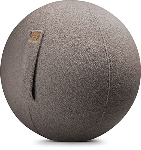 Sitting Ball Sitzball / Gymnastikball Woolly mit Plüsch-Bezug in Taupe von SITTING POINT only by MAGMA