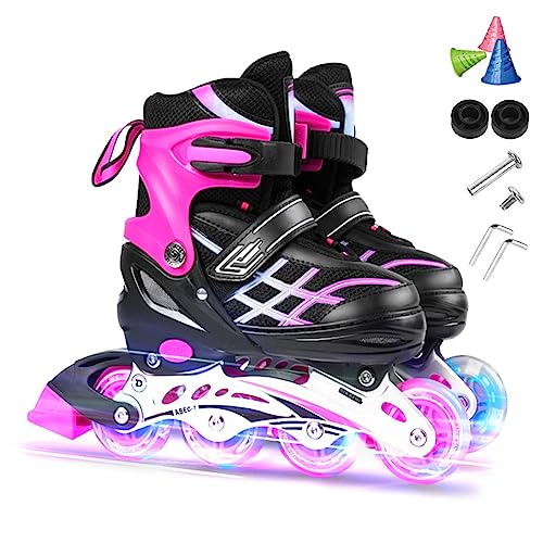 SIUKE Einstellbare beleuchtende Inline-Skates mit leuchtenden Rädern für Kinder und Jugendliche Inline-Skates für Mädchen Jungen von SIUKE