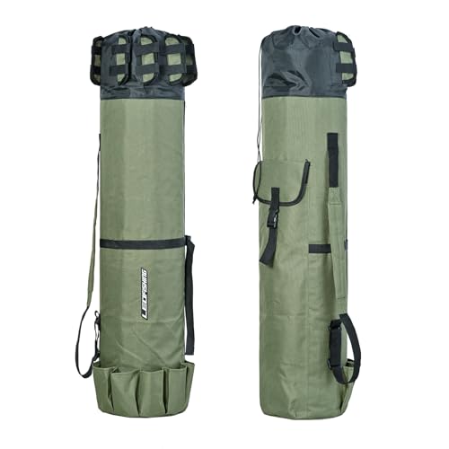SIUKE Einzelpackung Zusammenklappbare Angelruten-Tasche, robuste Angelrutentasche aus Oxford-Stoff, tragbare Angelgerät-Tasche von SIUKE