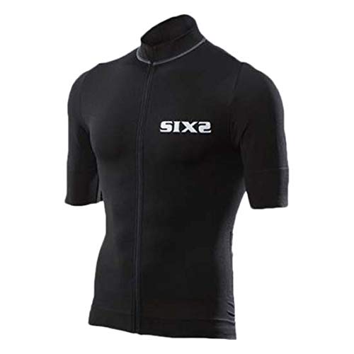 SIXS T-Shirt mit Reißverschluss, Schwarz, Größe L von SIXS