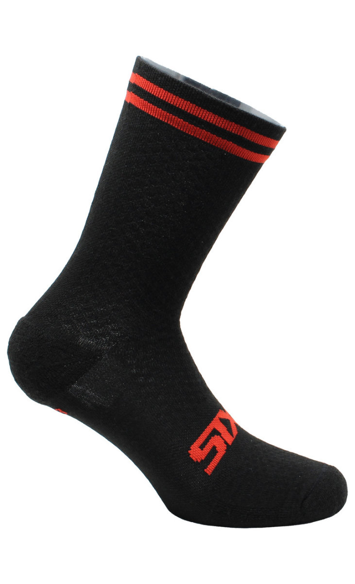 Socken kurz MERINOS SOCKS schwarz-rot 36/39 von SIXS